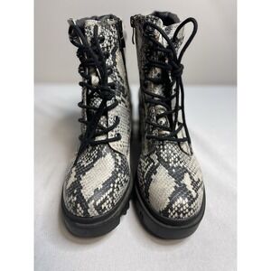 MADDEN GIRL Dillan Snake Print Combat Boots Moto Chunky Heel Lug Sole Size 7.5